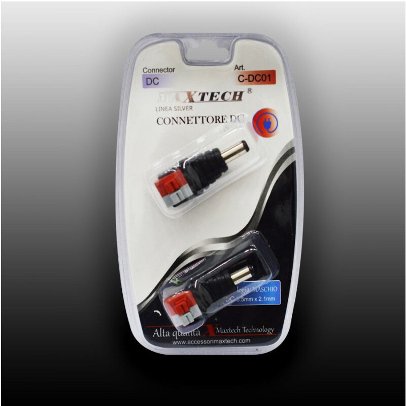 foto del prodotto maxtech connettore di alimentazione dc 5.5 mm x 2.1 mm maschio adattatore c dc01 