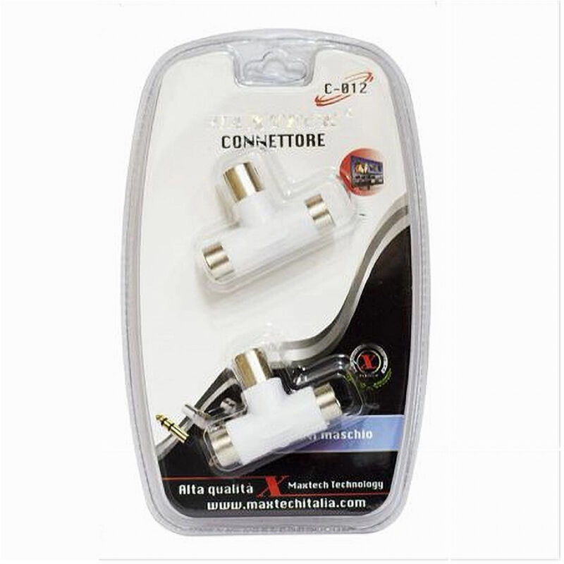 foto del prodotto maxtech connettori adattatore a t antenna maschio a 2x ant femmina cavo tv c 012 