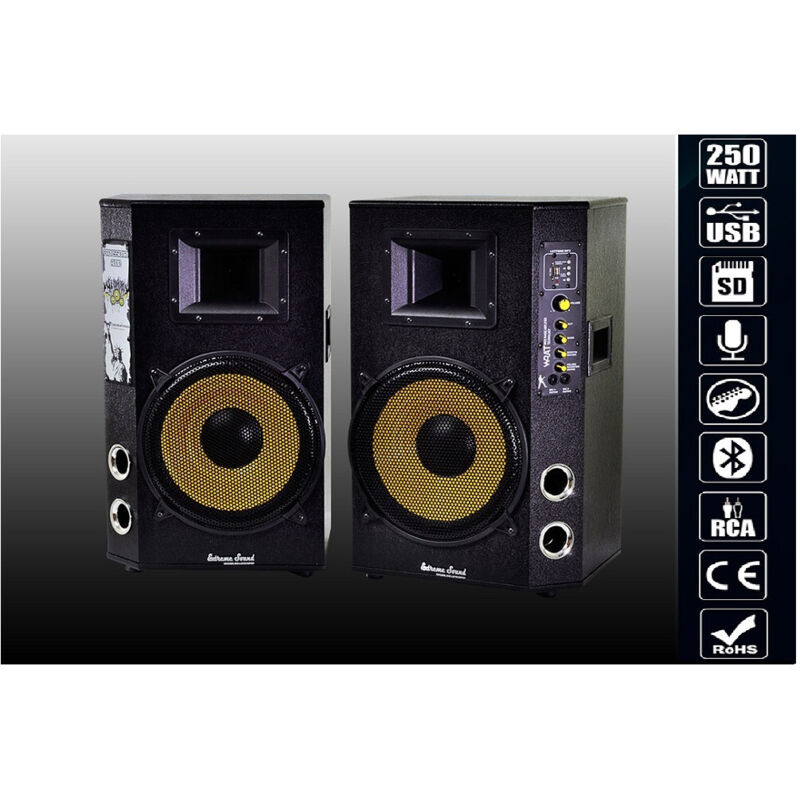 foto del prodotto maxtech - coppia casse audio usb bluetooth per karaoke dj extreme sound maxtech cx-2s10u-b -