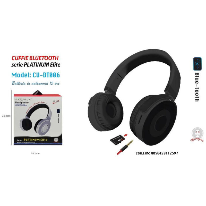 foto del prodotto maxtech cuffie bluetooth microfono autonomia 15 ore smartphone musica maxtech cu bt006 
