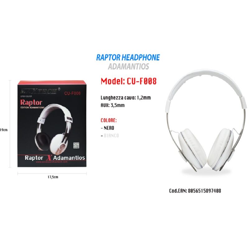 foto del prodotto maxtech cuffie microfono con filo portatili 3,5mm pc computer mac notebook mp3 cu f008 