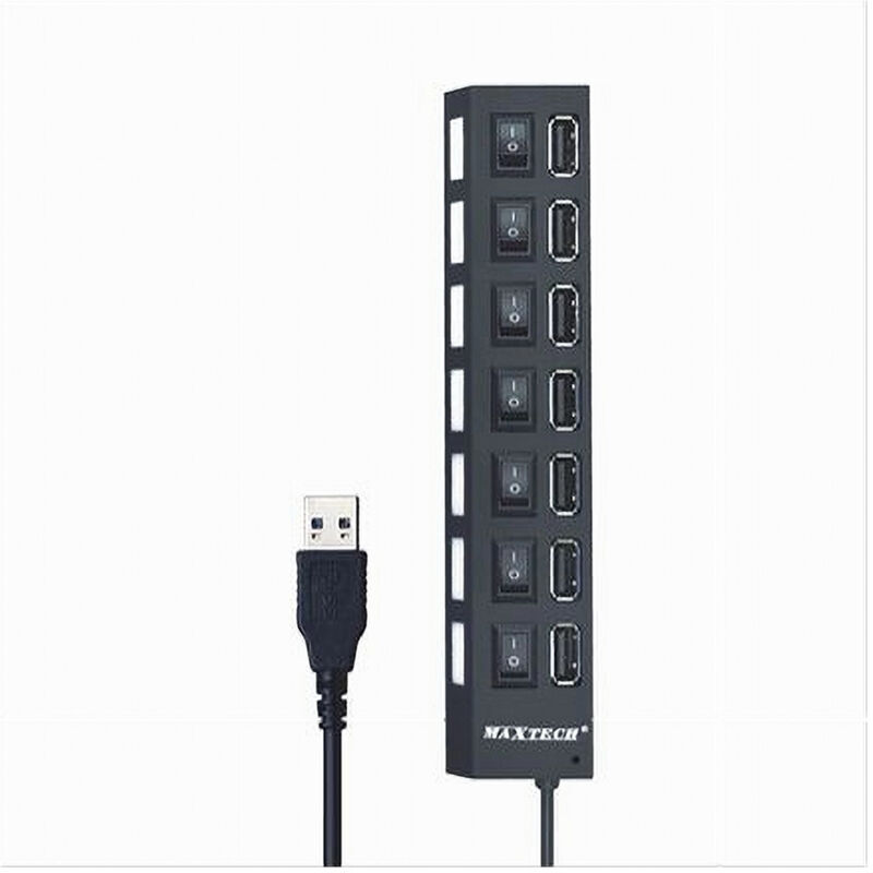 foto del prodotto maxtech hub 07 usb 2.0 a 7 porte ad alta velocit on off interruttore per windos macos 