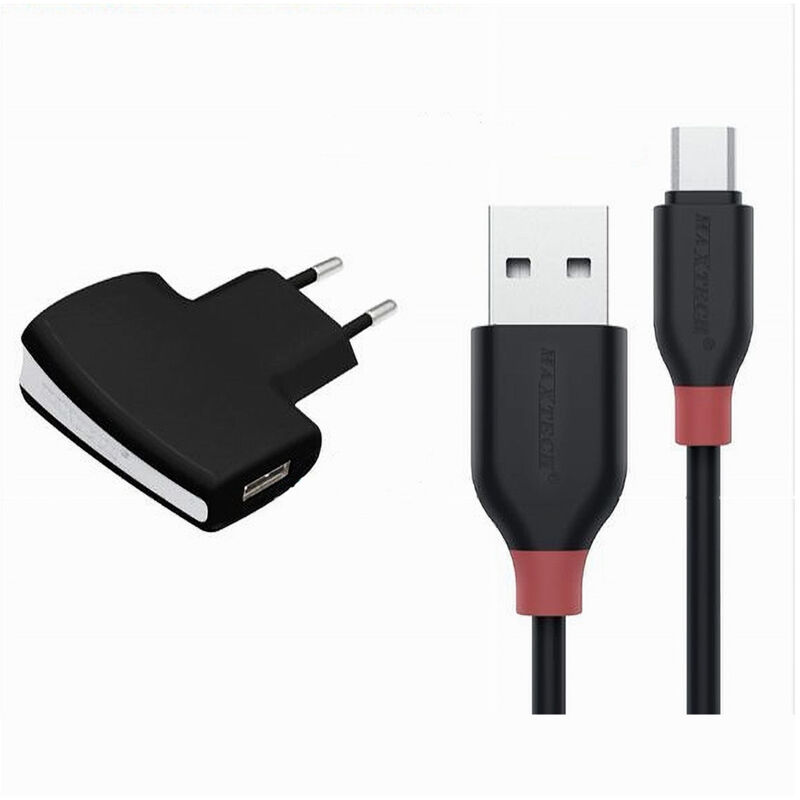 foto del prodotto maxtech kit caricabatteria adattatore di ricarica con cavo micro usb 1mt ca s036 