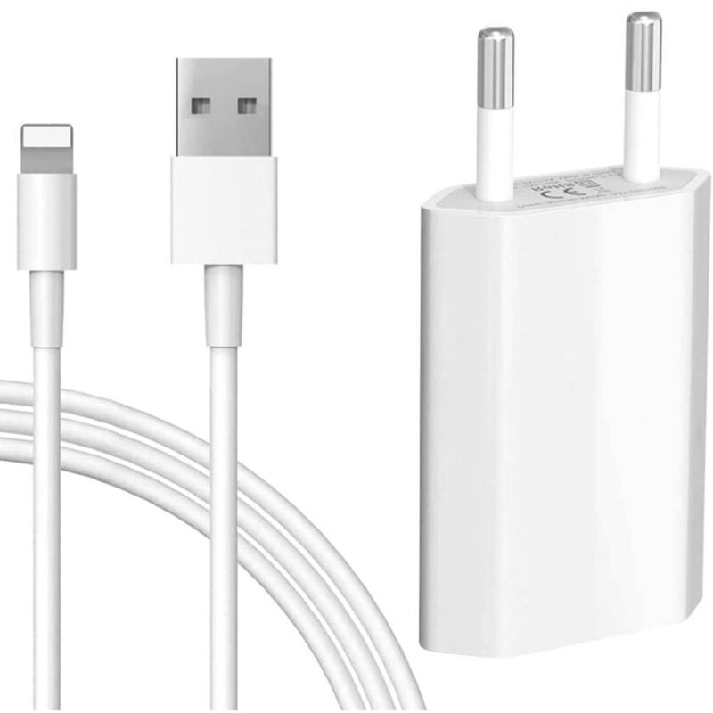 foto del prodotto maxtech kit caricabatterie caricatore cavo usb lightning iphone 1a 5w 1mt ca s041 ricarica 