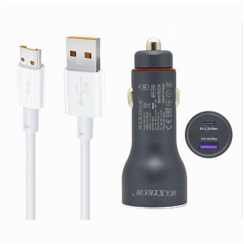 foto del prodotto maxtech kit caricatore auto usb ricarica rapida 40 w 5a cavo dati micro usb 1 mt ma s04 