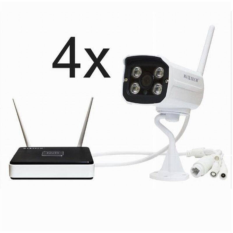 foto del prodotto maxtech kit telecamere videosorveglianza wifi wireless hd ip nvr fino 100m kit w001 