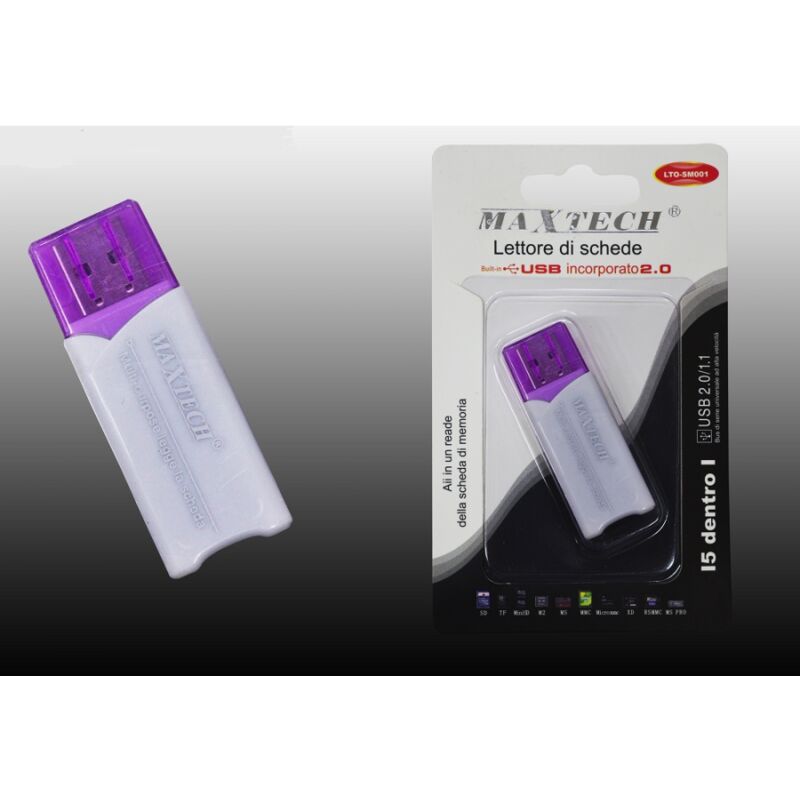foto del prodotto maxtech lto sm001 lettore di schede card 5in1 usb 2.0 ms sd mmc tf ad alta velocita 