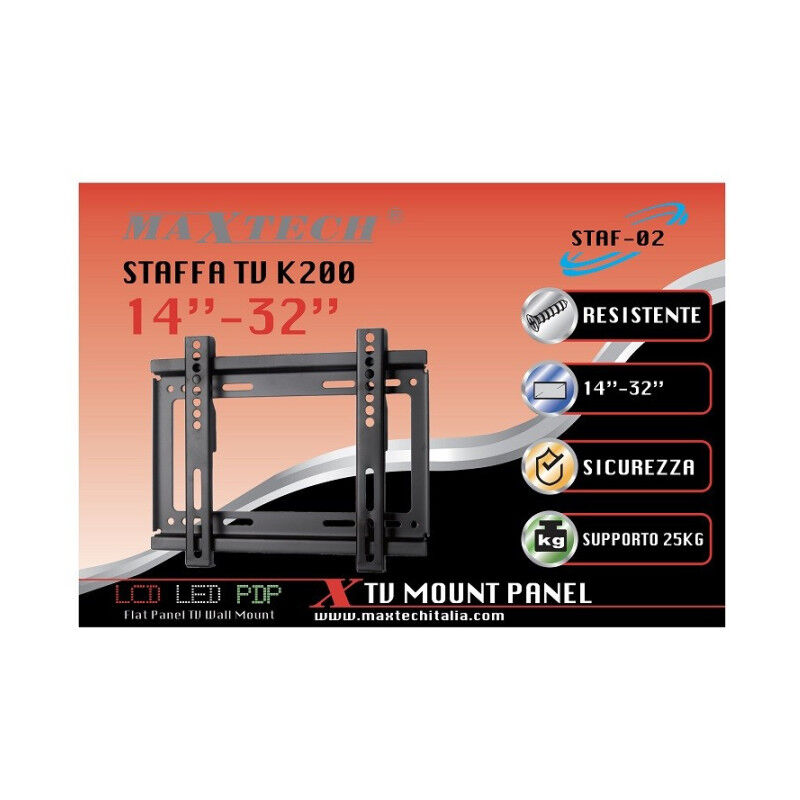 foto del prodotto maxtech staffa supporto da muro televisione 14 32 staffe fino 25kg maxtech tv k200 staf 02 