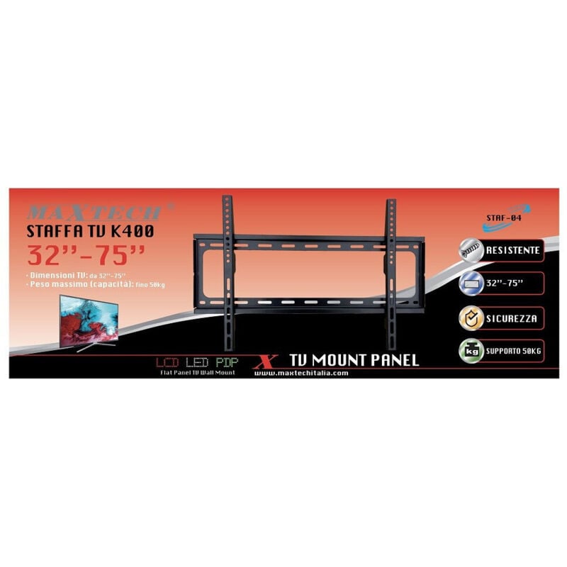 foto del prodotto maxtech - staffa supporto tv per muro televisione 32' - 75' fino 50 kg staf-04 -