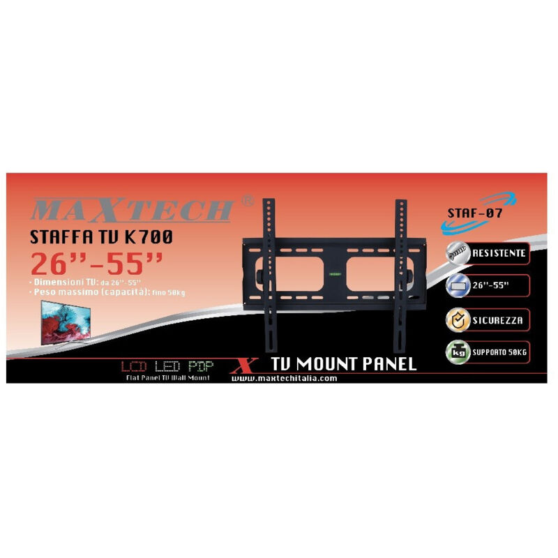 foto del prodotto maxtech staffa televisione supporto tv muro 26 55 appendi fino 50kg staf 07 