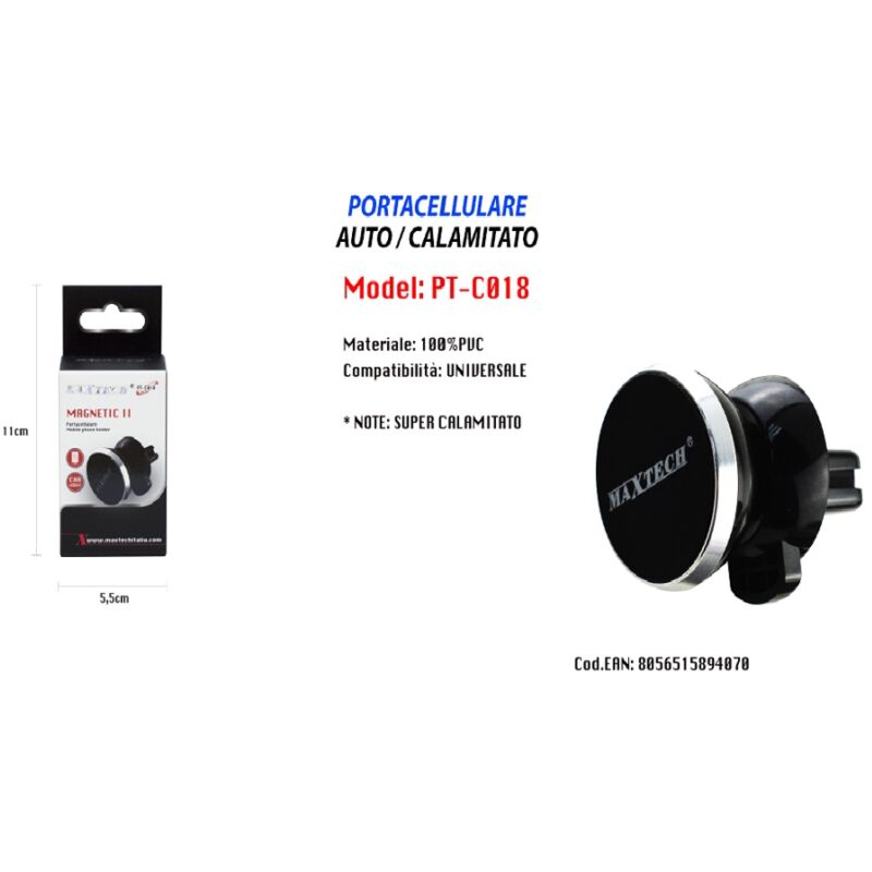 foto del prodotto maxtech supporto calamitato auto universale per smartphone portacellulare maxtech pt c018 