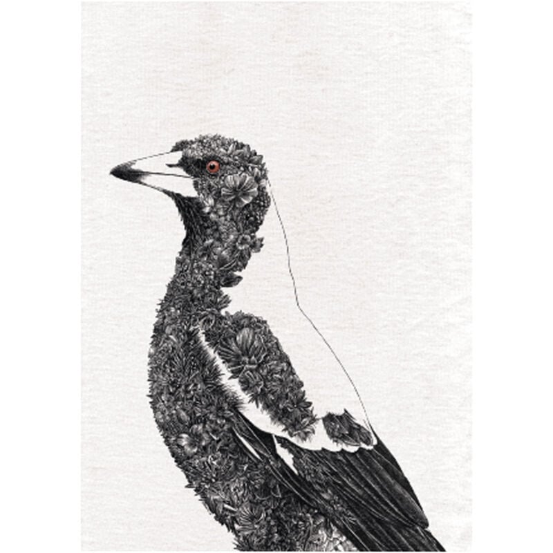 foto del prodotto maxwell and williams maxwell williams marini ferlazzo birds kitchen towel de design de australian magpie de 100 cotton, 50 x 70 cm white