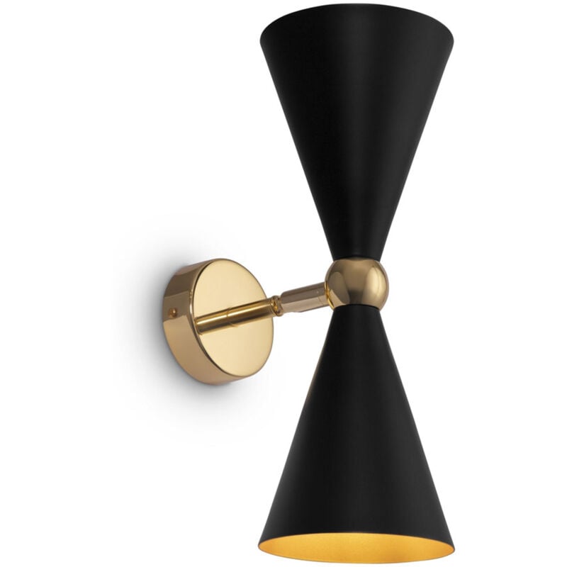 foto del prodotto maytoni applique contemporanea vesper struttura e diffusori in metallo nero e oro 2 luci