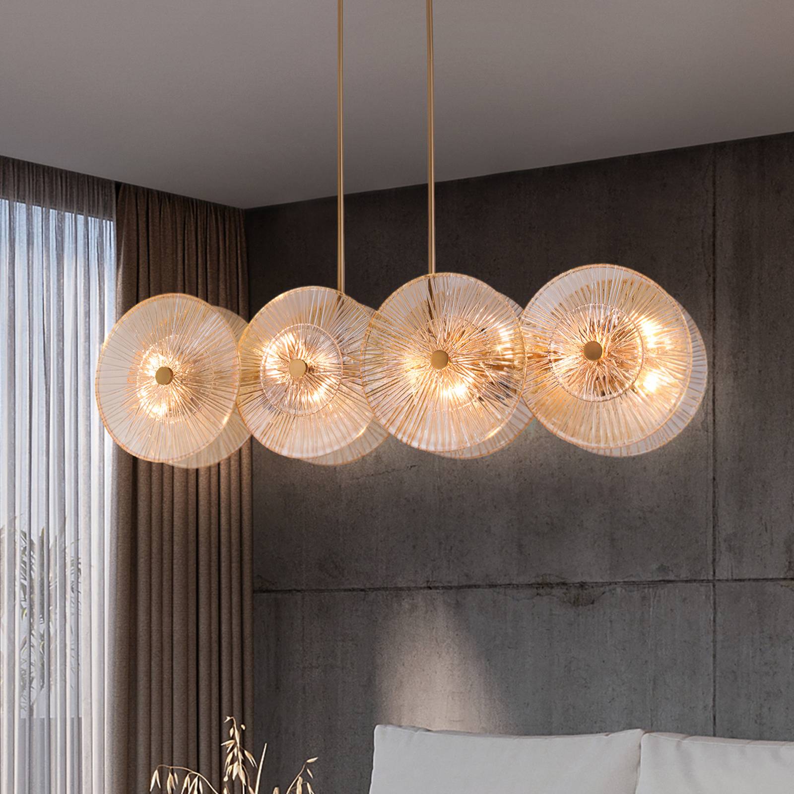 foto del prodotto maytoni lampada a sospensione aster, vetro, lunghezza 101 cm, 8 x e14