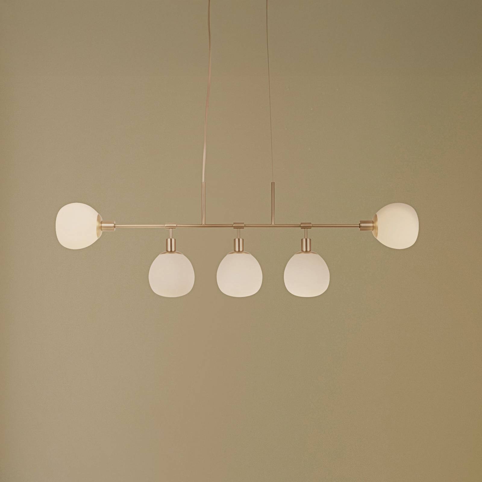 foto del prodotto maytoni lampada a sospensione erich, ottone ros , vetro metallo, a 5 luci