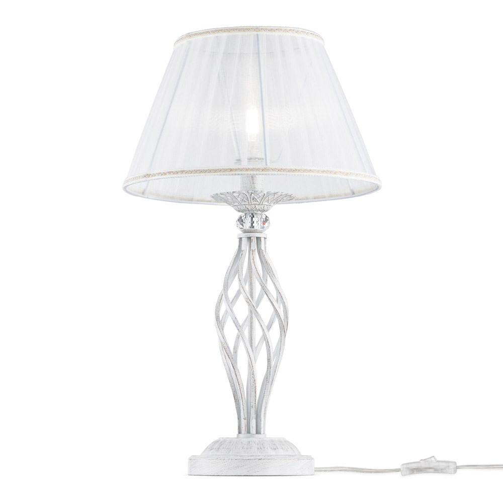 foto del prodotto maytoni lampada da scrivania ufficio shabby chic grace metallo bianco diffusore bianco