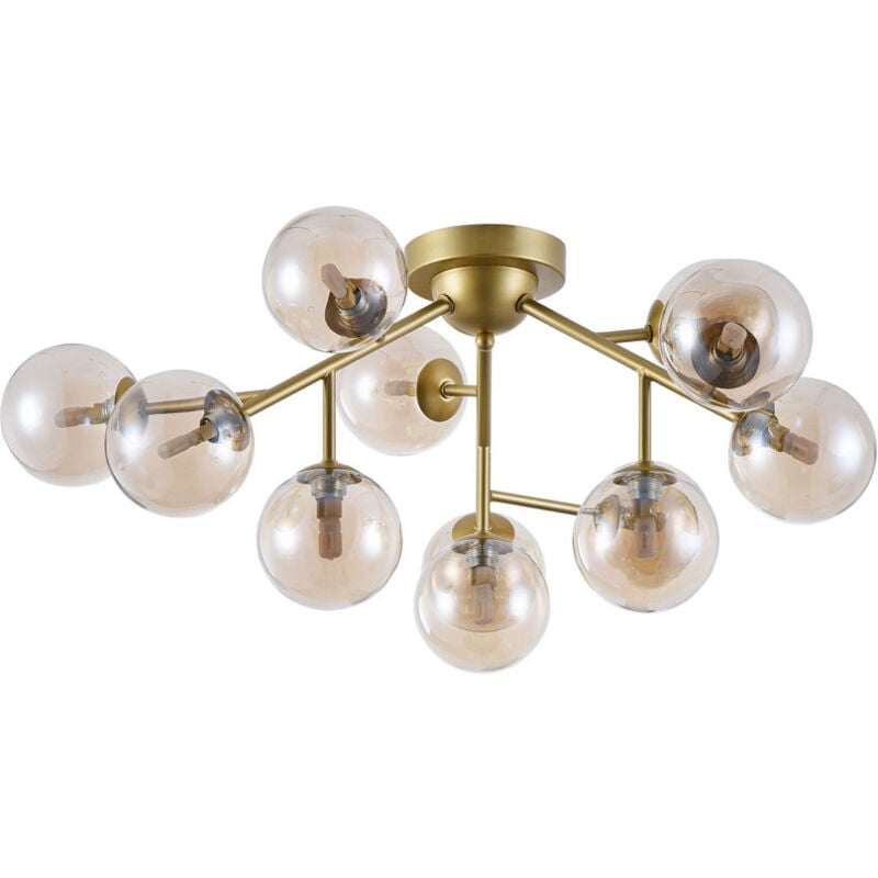 foto del prodotto maytoni lampadario contemporaneo dallas metallo oro 12 luci diffusori ambra