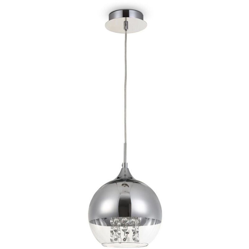 foto del prodotto maytoni lampadaro contemporaneo fermi metallo nichel 1 luce diffusore vetro trasparente