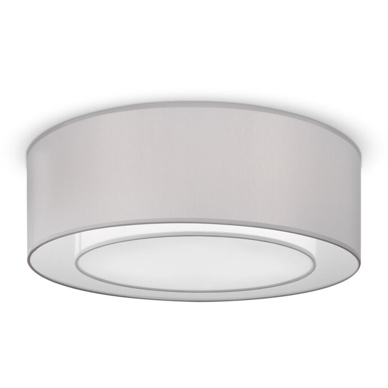 foto del prodotto maytoni plafoniera moderna bergamo in metallo cromo e grigio 3 luci diffusore in tessuto