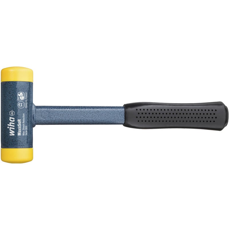 foto del prodotto mazzuola antirimbalzo, semidura con manico in tubolare d acciaio, testa battente rotonda 30, 290 mm 02123 wiha