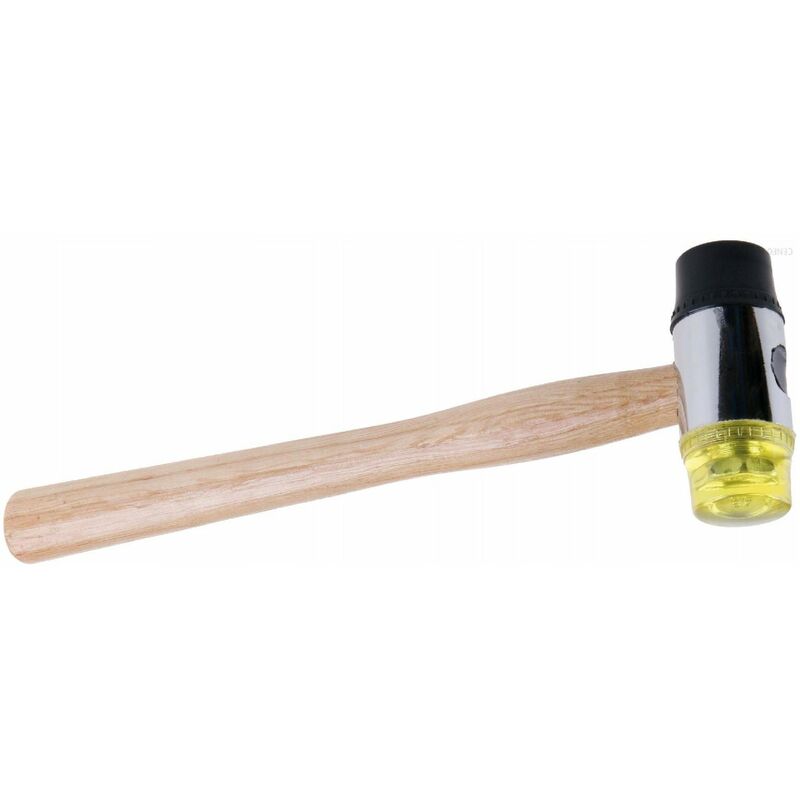 foto del prodotto mazzuola con testa in gomma di 32 mm e manico in legno