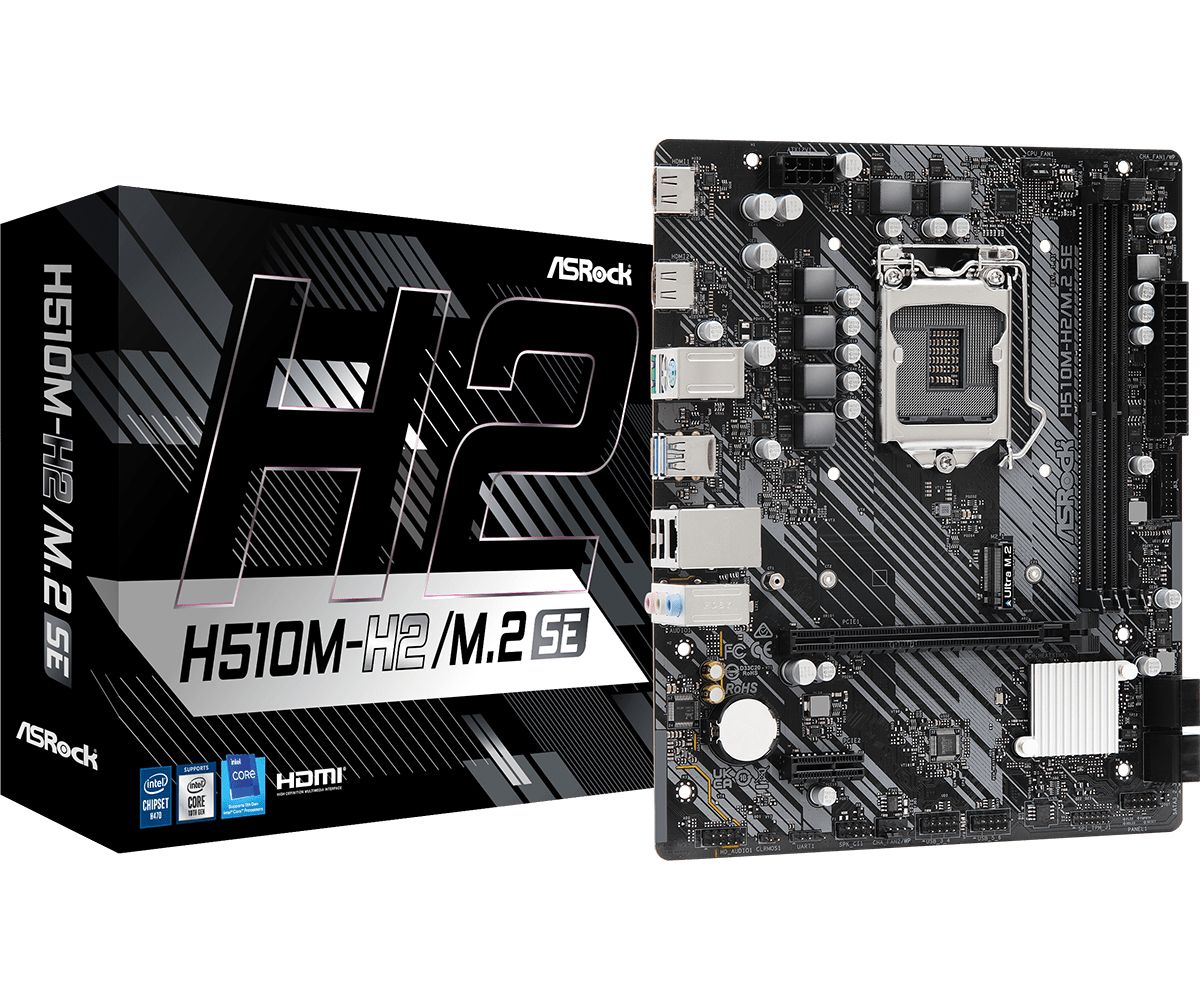 foto del prodotto mb asrock h510m h2 m.2 se skt1200 h5 10 11gen. ddr4 u3.2 m.2