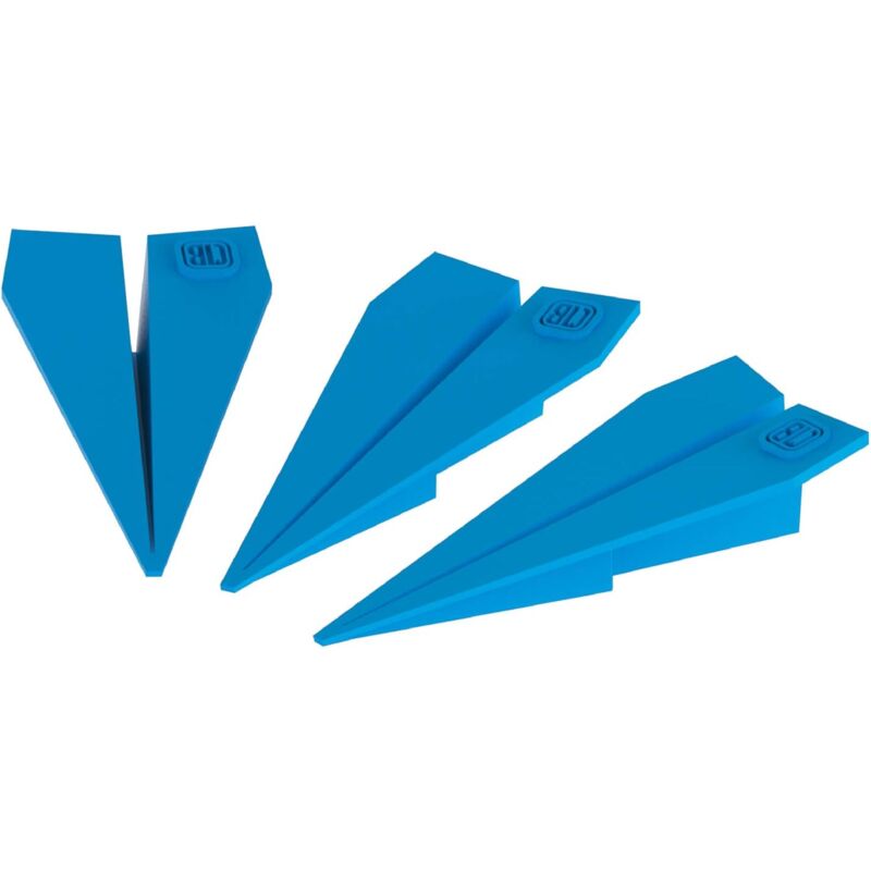 foto del prodotto mb fermaporta in silicone colorato per porte di casa a forma di aereo 3 pezzi azzurro