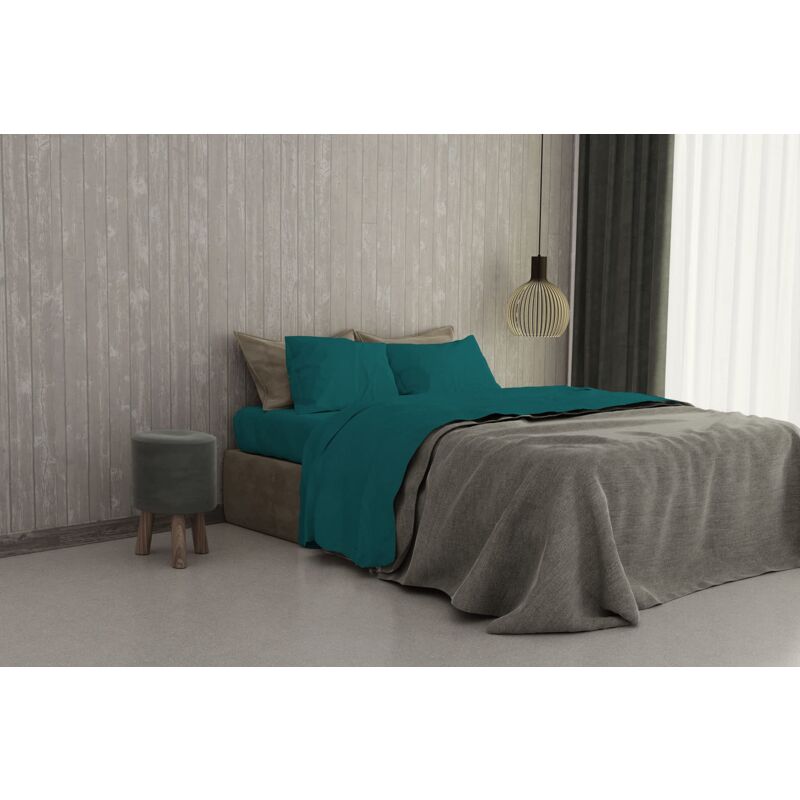 foto del prodotto mb home italy set lenzuola letto matrimoniale cotone max color, lavorato in italia completo letto, lenzuolo sotto con angoli, telo sopra 240x300
