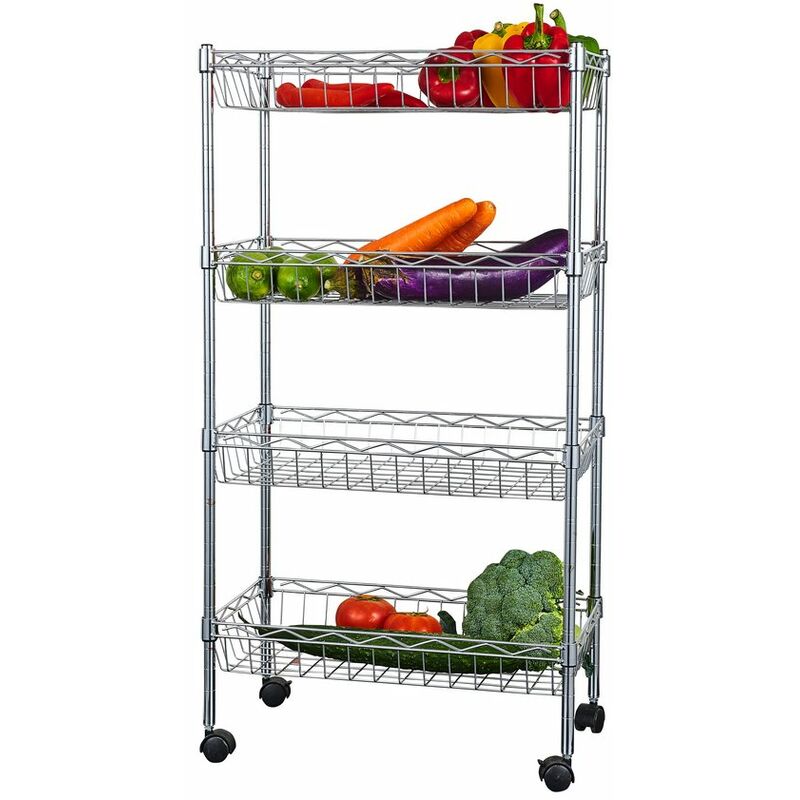 foto del prodotto mbi scaffale 4 ripiani con ruote porta frutta e verdura 45x25x84 cm
