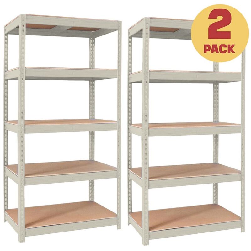 immagine 0 del prodotto mbi set da 2 scaffali metallici 150x75x30 cm, color avorio