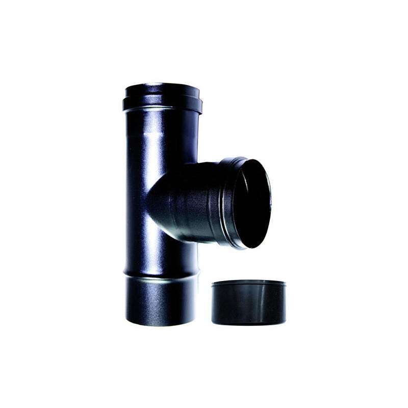 foto del prodotto mbm raccordo caldaia a t 90 fm f dn 80 mm smaltato 600 gradi stufa pellet tubo nero ce made in italy
