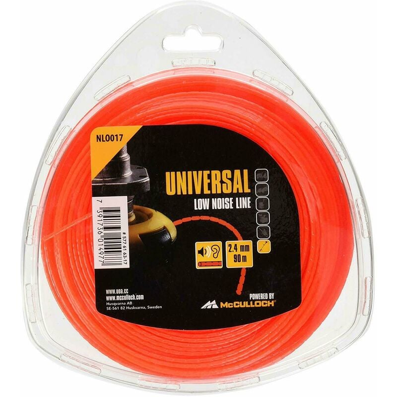 foto del prodotto mc culloch filo per decespugliatore 2.4 o 3 mm universale mcculloch nylon silenzioso misura 2.4 mm x 90 mt classico
