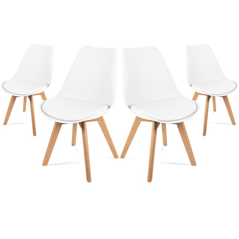 foto del prodotto mc haus sedie da pranzo bianche, design nordico, sedie tulip per soggiorno, salotto, ufficio o terrazza, schienale ergonomico, seduta imbottita e