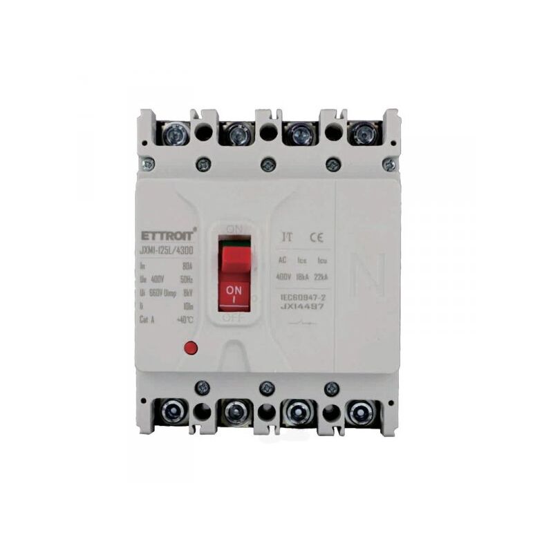 foto del prodotto mccb interruttori scatolati magnetotermici 4p 22ka 80a ac 400v ip20 iec60947 2 ettroit