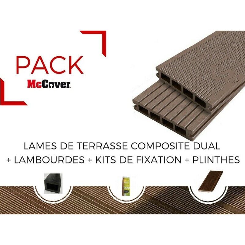 foto del prodotto mccover confezione 1 m pannello per terrazza in composito doppio beige chiaro, l 360 cm, l 14 cm, e 25 mm