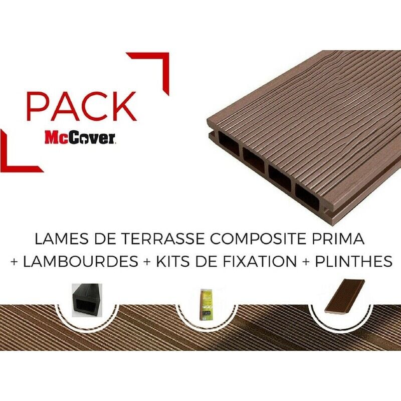 foto del prodotto mccover confezione di 1 m di listelli in composito per terrazza prima 2.200 mm colore grigio antracite, spessore 19 mm, larghezza 12 cm,