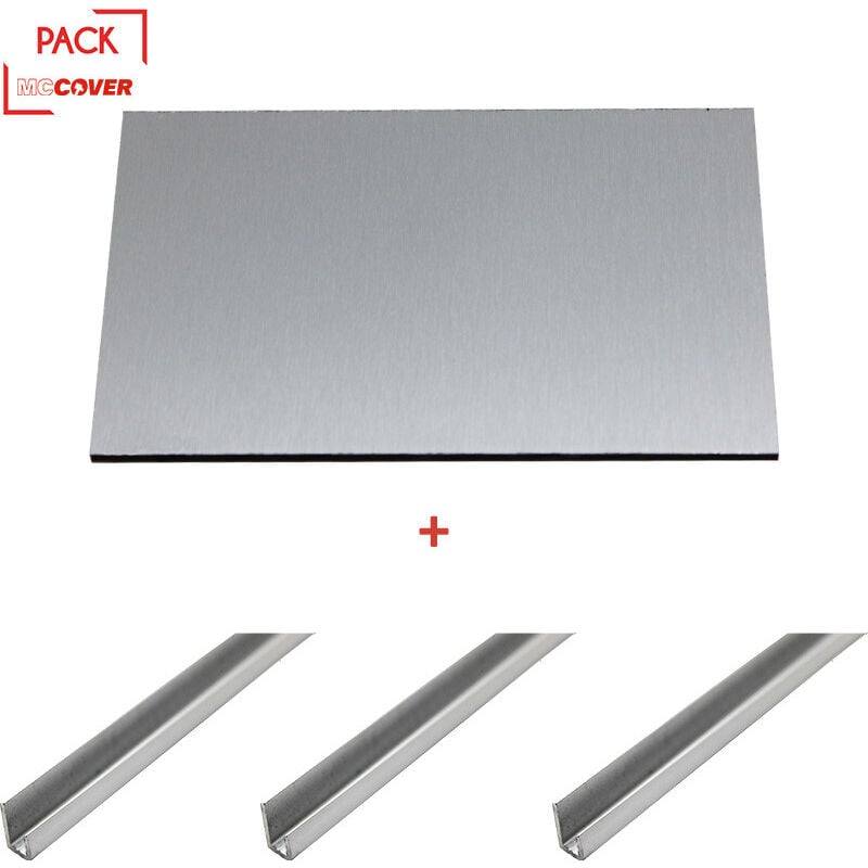 foto del prodotto mccover kit alzatina reversibile in alluminio spazzolato alluminio grezzo 2000 x 100 x 0,3 cm 3 profili di finitura a u colore alluminio