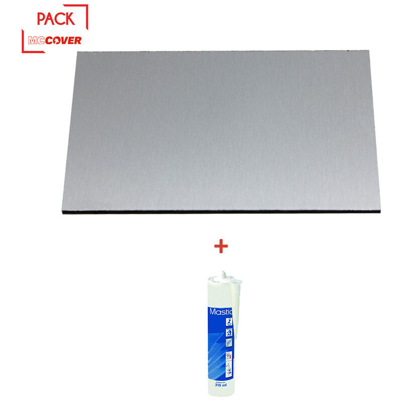 foto del prodotto mccover kit alzatina reversibile in alluminio spazzolato alluminio grezzo 2000 x 100 x 0,3 cm sigillante siliconico trasparente