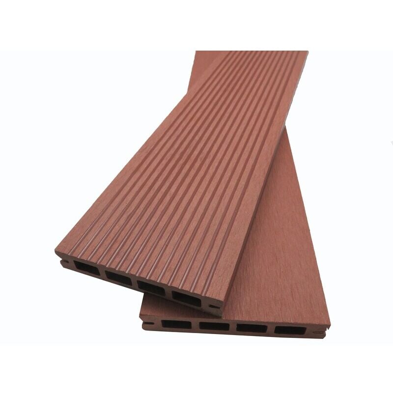 foto del prodotto mccover listello per esterni in legno composito alveolare prima colore rosso bruno, spessore 19mm, larghezza 12cm, lunghezza 220cm, superficie