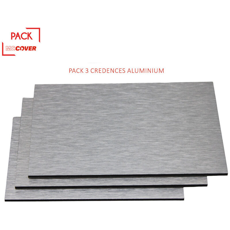 foto del prodotto mccover set di 3 paraschizzi reversibili in alluminio spazzolato 100 x 50 x 0,3 cm colore alluminio spazzolato, spessore 3 mm, larghezza 50