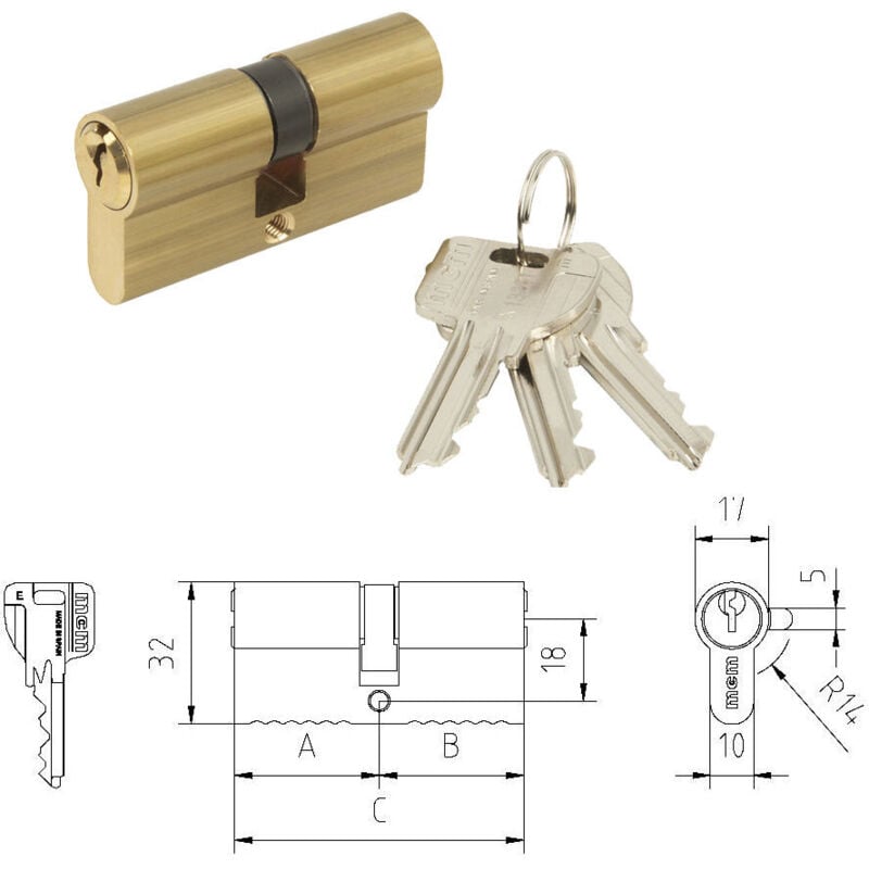 foto del prodotto mcm - profilo cilindro serratura c-7035x35 r-14 ottone per 1501