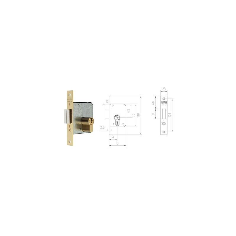foto del prodotto mcm serratura da infilare in legno 1512 2 3535 bordo dritto in ottone