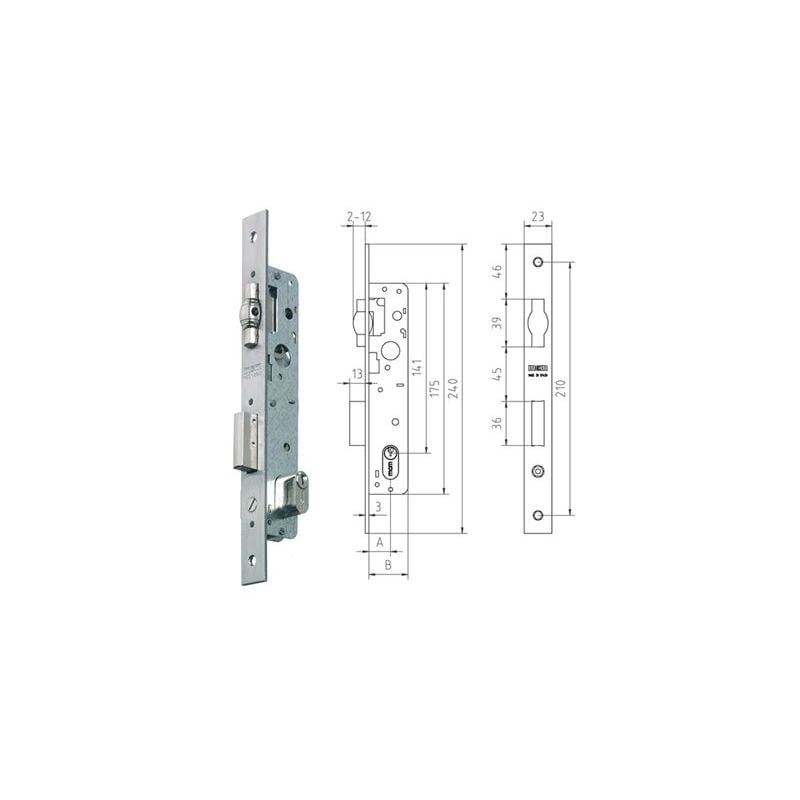 foto del prodotto mcm serratura da infilare in metallo 1551 2118 cilindro ovale in acciaio inox 26x26