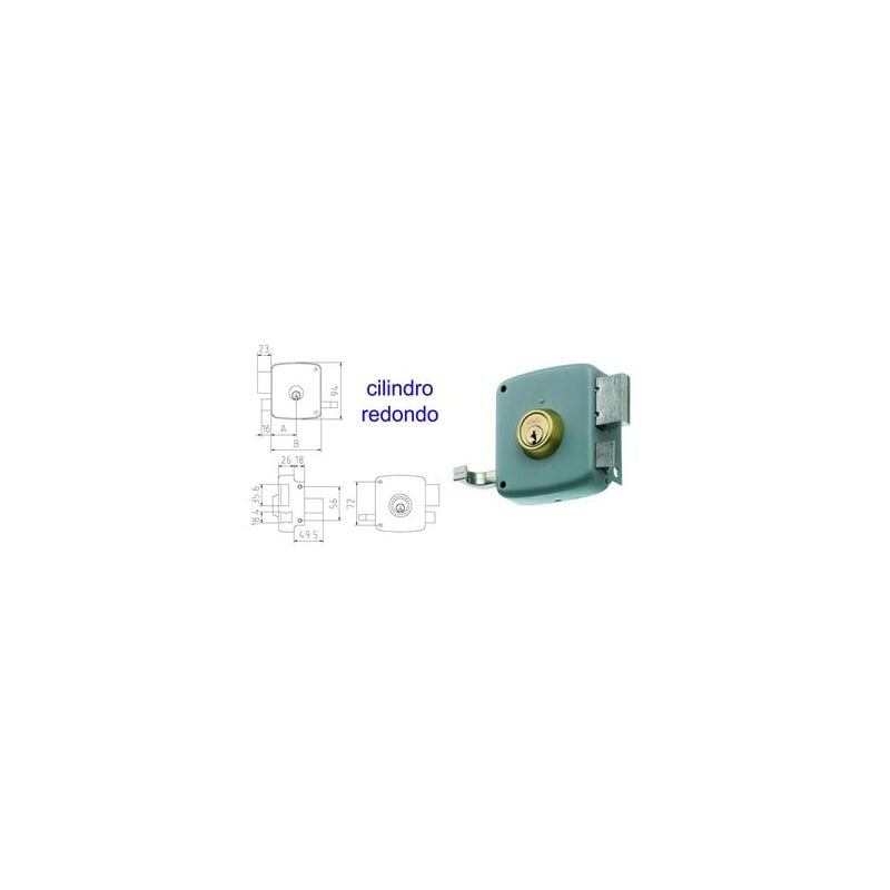 foto del prodotto mcm serratura debordante 2525pr 100 cilindro tondo verniciato sinistro