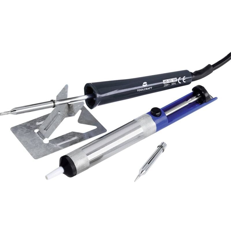 foto del prodotto md 015pp kit saldatore 230 v 15 w stilo, forma a scalpello incl. porta stilo, incl. pompa aspirante per dissa toolcraft