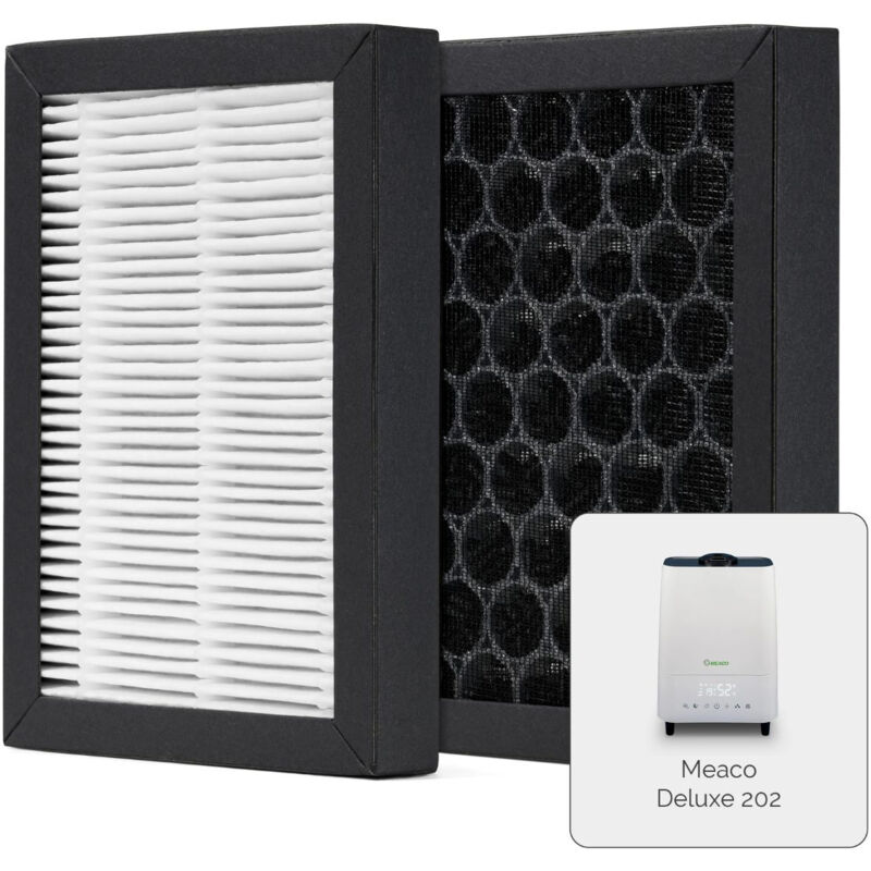 foto del prodotto meaco filtri hepa e carbone attivo deluxe 202 confezione di 3, ad alta efficienza e11, rimuove polvere, polline e odori, compatibilecon