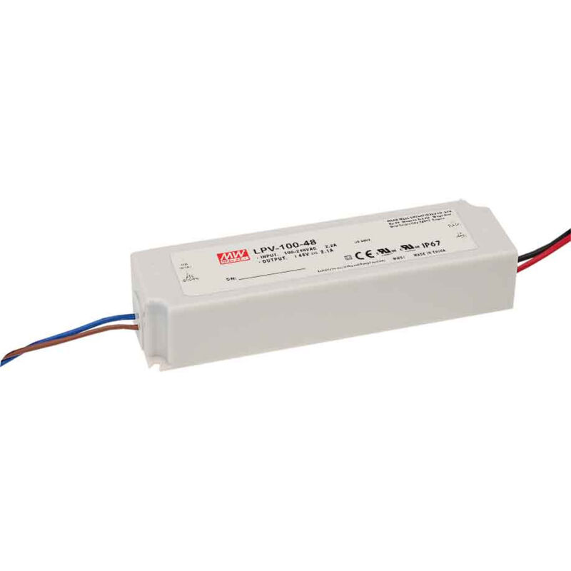 foto del prodotto mean well 100w ac90 264v led trasformatore dc24v ip67 impermeabile