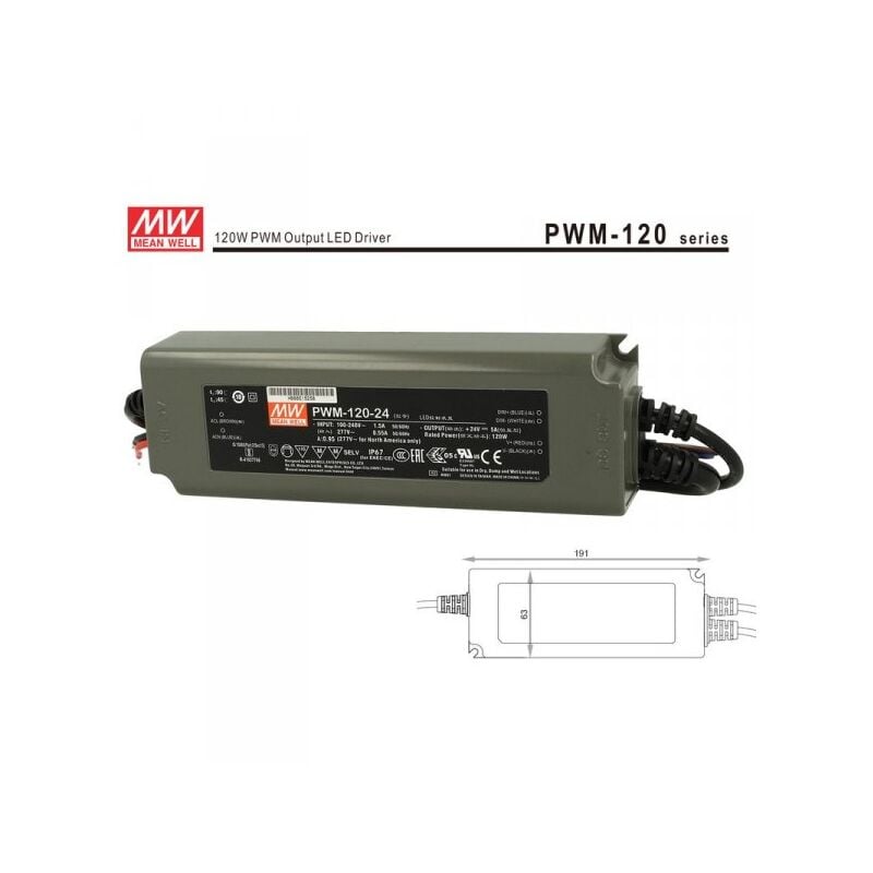 foto del prodotto mean well alimentatore led mw pwm 120 24 dimmerabile 120w 24v ip67 dimming 3 in 1 0 10v 10v pwm resistance