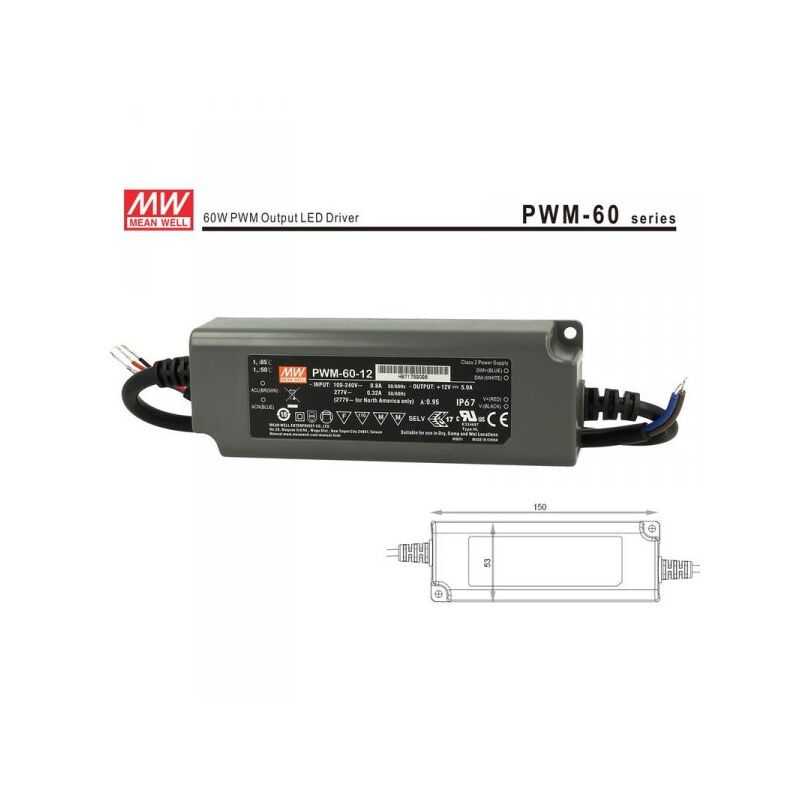 foto del prodotto mean well alimentatore led mw pwm 60 12 dimmerabile 60w 12v ip67 dimming 3 in 1 0 10v 10v pwm resistance