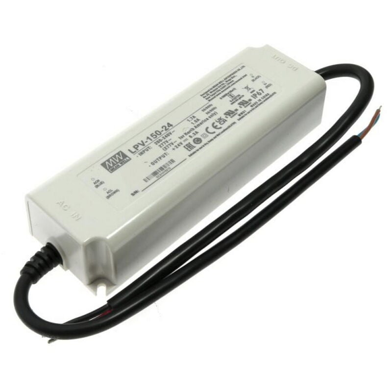 foto del prodotto mean well alimentatore striscia led 24v 150w 5a ip67 trasformatore uso esterno